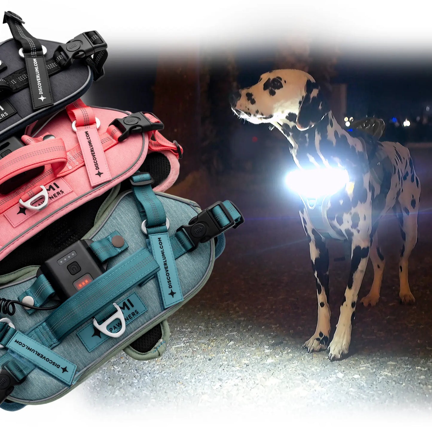 Lumi One Dog Harness - 1000-Lumen LED Light USB-C Rechargeable Adjustable Fit for All Breeds & Sizes Enhances Night Safety & Comfort 2025 Dog Product of the Year