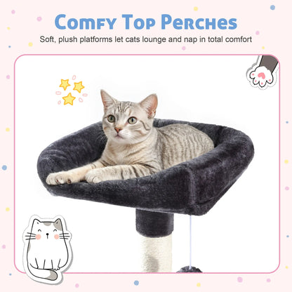 HOOMIC 73-Inch Fan-Shaped Corner Cat Tree, Space-Saving Multi-Level Tower with Cozy Condos, Perches, Baskets & Sisal Scratching Posts – Indoor Cat Activity Center#Mothersdaygift