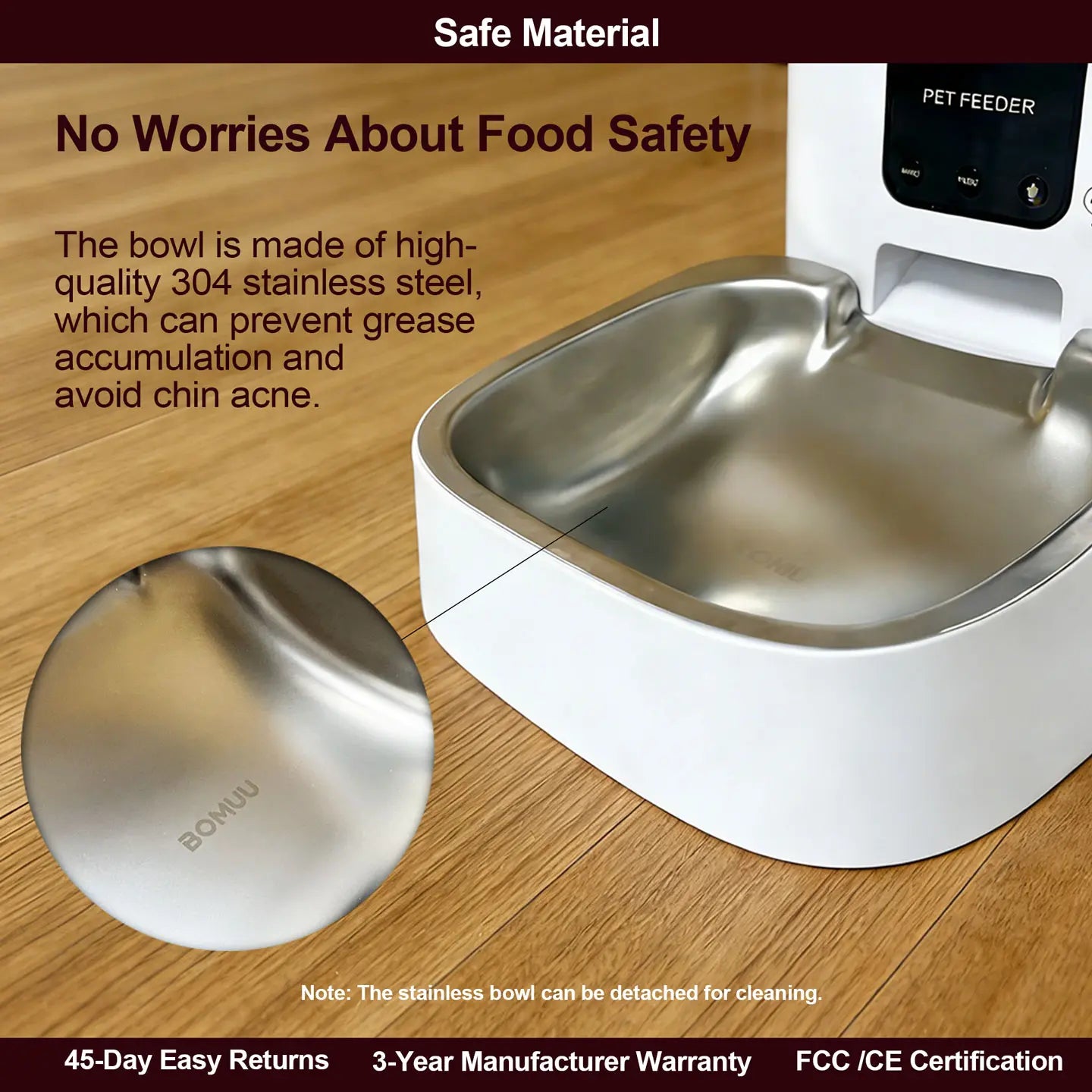 BOMUU Automatic Cat Feeder, 1080P HD Visible Video, APP Remote Feeding, 2.4G Wifi, Timed & Portioned Feeding, Voice Intercom, Programmable Multi-Meal, 8 Daily Meals, 10S Recording, Dry Food Dispenser, Desiccant Bag, for Cats & Dogs, 4L Large Capacity