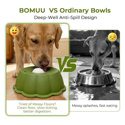 BOMUU Liquid Slow Feeder Dog Bowl, Innovative 360° Rotating Ball for Bone Broth and Yogurt, Scientifically Designed to Slow down Fast Eaters and Boost Digestion, Universal Fit for All Canine Companions