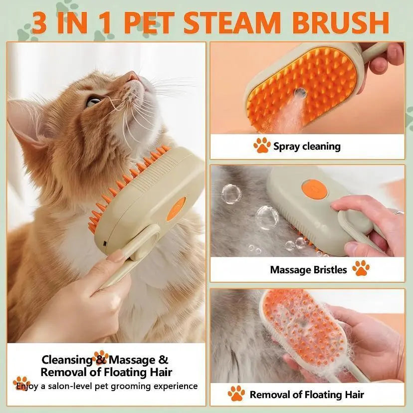3 in 1 Pet Steam Brush Steamy Cat Brush Grooming Comb for Dogs Cats, Steam Pet Hair Remover with Adjustable Pet Steamy Mist, Remove Flying Fur Steam Advanced Pet Hair Removal Comb, Pet Pal Brush Cleaning Tool, Deshedding Steam Brush for Home Grooming Rand