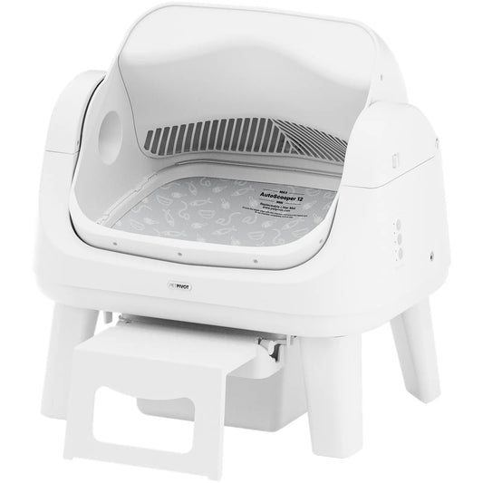 Petpivot Autoscooper 12 Lite Open Top Self Cleaning Cat Litter Box, Automatic Litter Box with 7 Pairs of Safety Sensors, Anti-Pinch Protection, Easy Access Step for Senior Cats Tiktokshopspringglowup