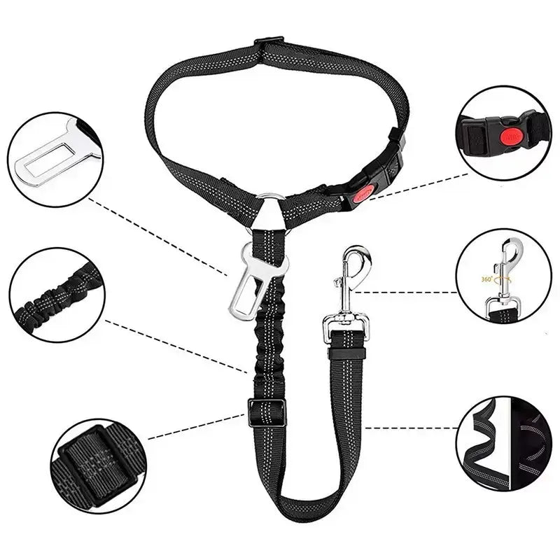 Car Seat Belt Dog Leash, Length Adjustable Pet Safety Leash, Car Safety Leash, Dog Traction Rope, Car Interior Accessories