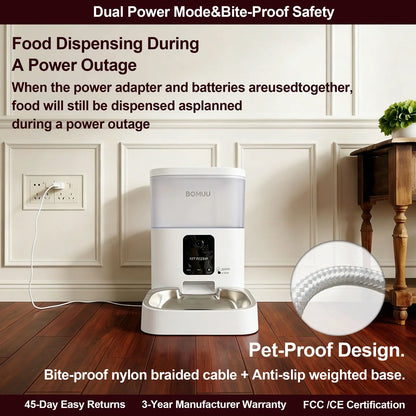 BOMUU Automatic Cat Feeder, 1080P HD Visible Video, APP Remote Feeding, 2.4G Wifi, Timed & Portioned Feeding, Voice Intercom, Programmable Multi-Meal, 8 Daily Meals, 10S Recording, Dry Food Dispenser, Desiccant Bag, for Cats & Dogs, 4L Large Capacity