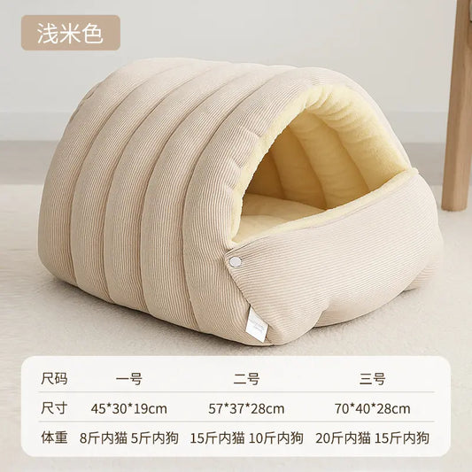 Winter Cat Nest Semi-Enclosed Warm Home Pet Nest Cozy Indoor Cat House with Ultra-Soft Plush Fabric & Superior Heat Retention for All Cat Sizes
