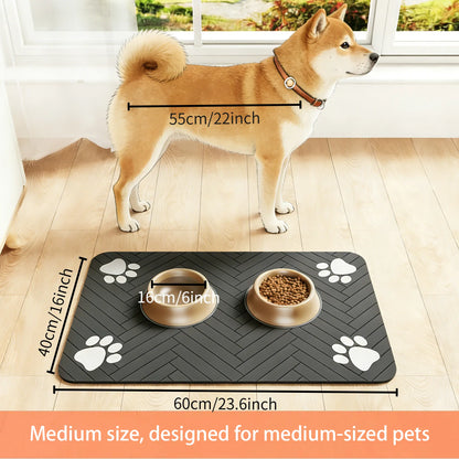 Quick-Drying Absorbent Pet Feeding Mat for Dogs and Cats, Non-Slip Rubber Bottom, Dark Polyester Surface for Indoor Use Thin Cold Lightweight Blanket Small Large Tiktokshopspringglowup
