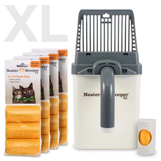 Neater Pets Neater Scooper XL Scoop-To-Bag Cat Litter Scoop No-Mess Less Dust Includes Bags & Dispenser Large Capacity Quick Sift Design