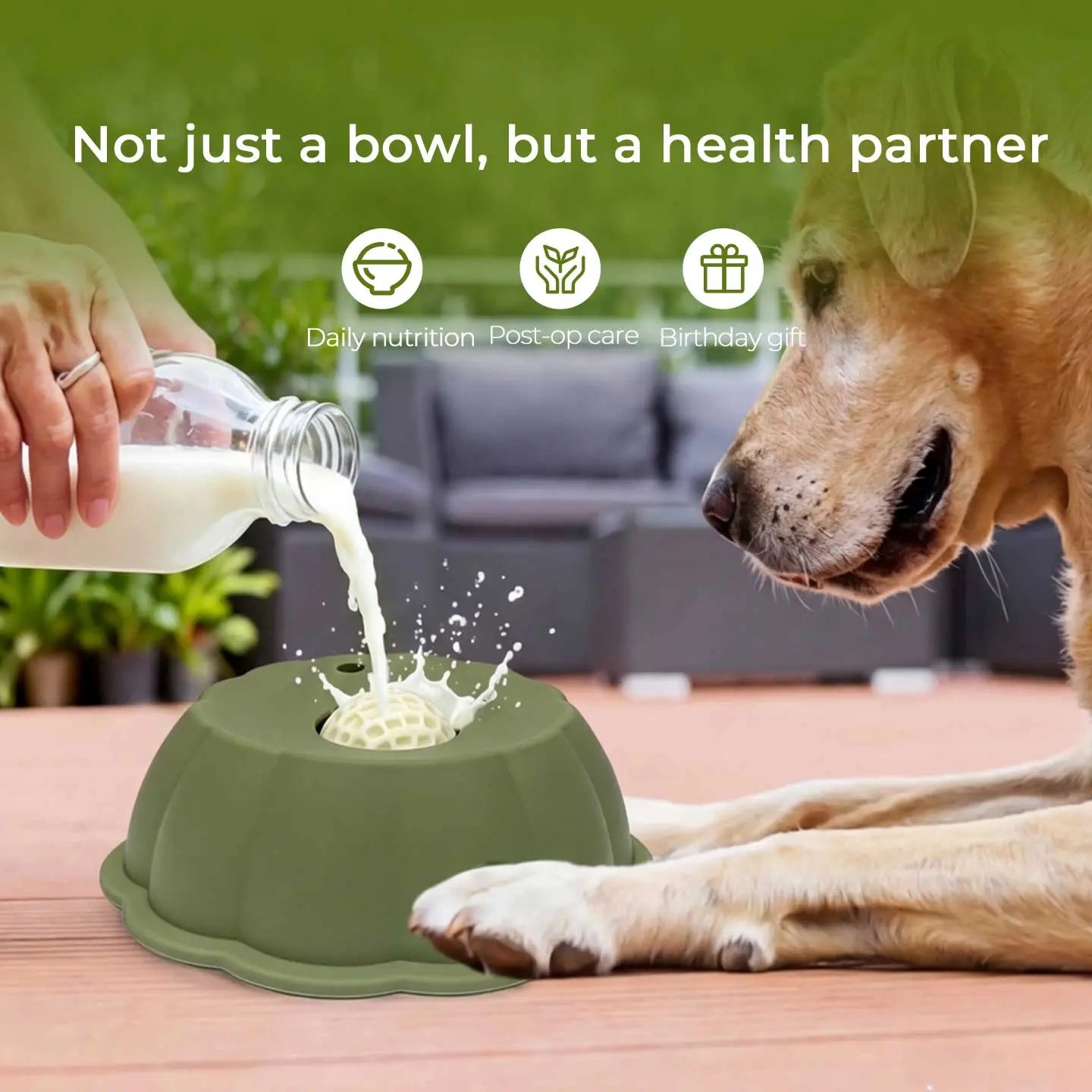 BOMUU Liquid Slow Feeder Dog Bowl, Innovative 360° Rotating Ball for Bone Broth and Yogurt, Scientifically Designed to Slow down Fast Eaters and Boost Digestion, Universal Fit for All Canine Companions