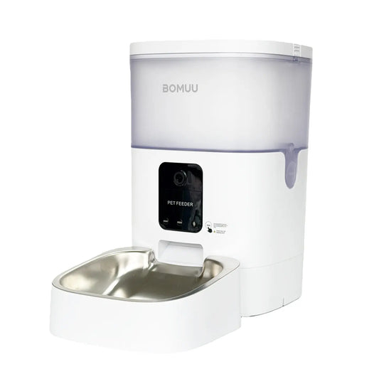 BOMUU Automatic Cat Feeder, 1080P HD Visible Video, APP Remote Feeding, 2.4G Wifi, Timed & Portioned Feeding, Voice Intercom, Programmable Multi-Meal, 8 Daily Meals, 10S Recording, Dry Food Dispenser, Desiccant Bag, for Cats & Dogs, 4L Large Capacity