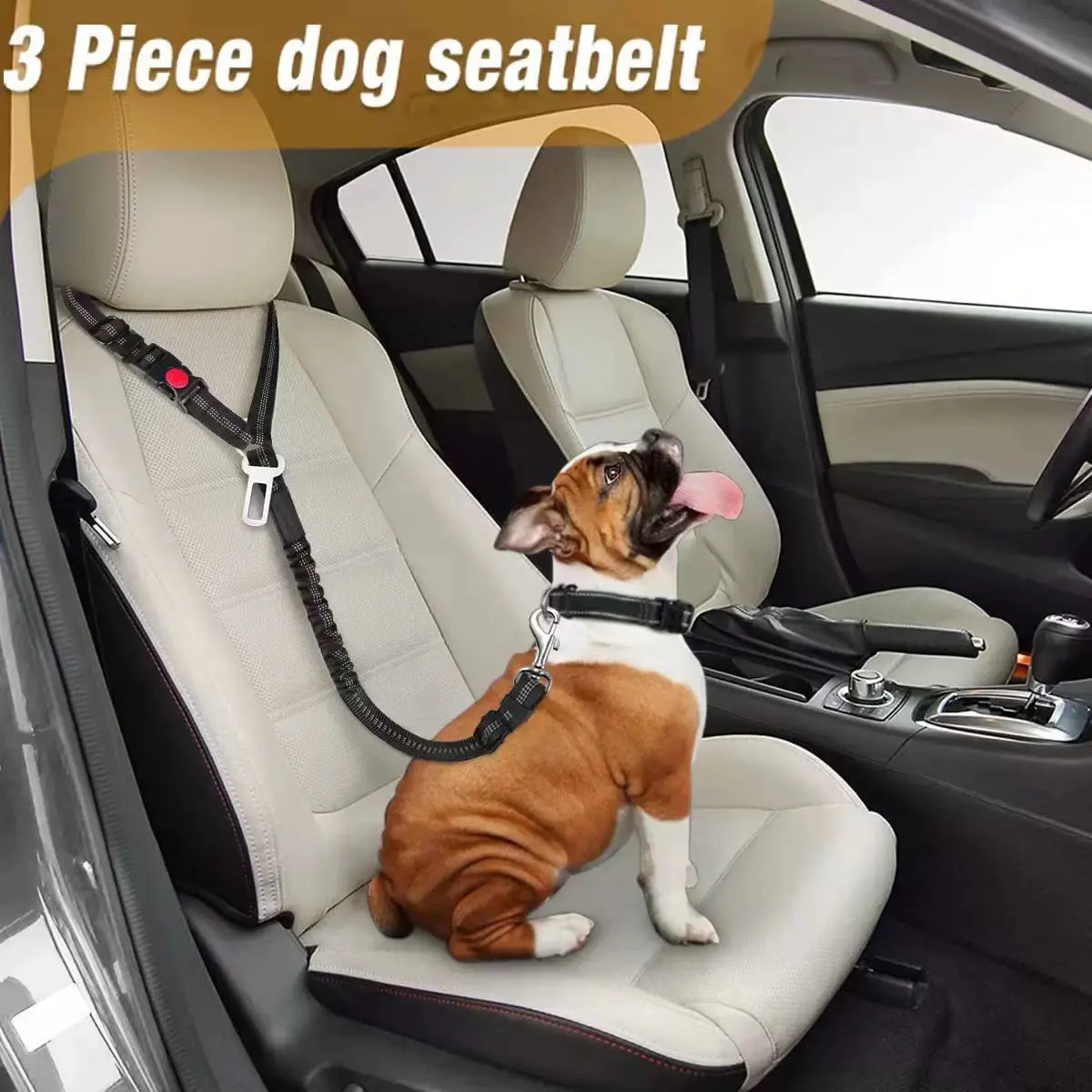 Car Seat Belt Dog Leash, Length Adjustable Pet Safety Leash, Car Safety Leash, Dog Traction Rope, Car Interior Accessories