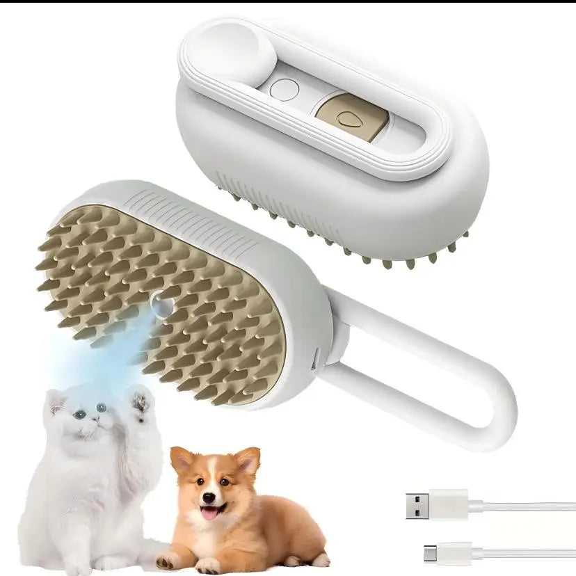 3 in 1 Pet Steam Brush Steamy Cat Brush Grooming Comb for Dogs Cats, Steam Pet Hair Remover with Adjustable Pet Steamy Mist, Remove Flying Fur Steam Advanced Pet Hair Removal Comb, Pet Pal Brush Cleaning Tool, Deshedding Steam Brush for Home Grooming Rand