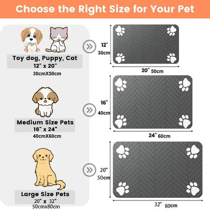 Quick-Drying Absorbent Pet Feeding Mat for Dogs and Cats, Non-Slip Rubber Bottom, Dark Polyester Surface for Indoor Use Thin Cold Lightweight Blanket Small Large Tiktokshopspringglowup