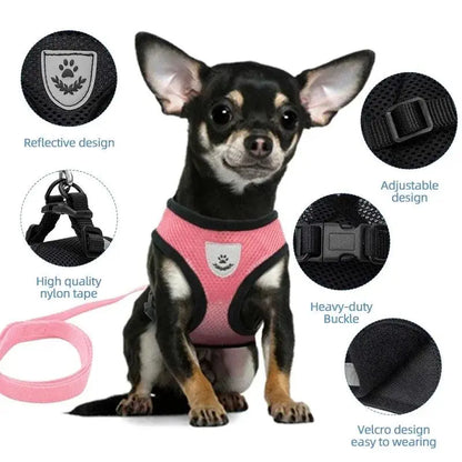 Adjustable Cat & Dog Harness with Lead Leash Breathable Mesh Vest,360 Swivel No Tangle Walking Leash,Reflective, Polyester for Small Pets(The Size Is Too Small, It Is Recommended to Take a Larger One.)